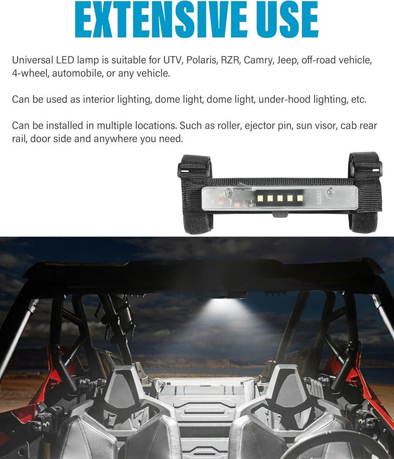RACOONA UTV Dome Light,UTV Interior Light,Universal Roll Bar Mount LED Light,Car Accessories Interior Dome Light Utility Roll Cage Light Courtesy Light for UTV ATV RZR Truck Car Off Road Vehicle - Image 5